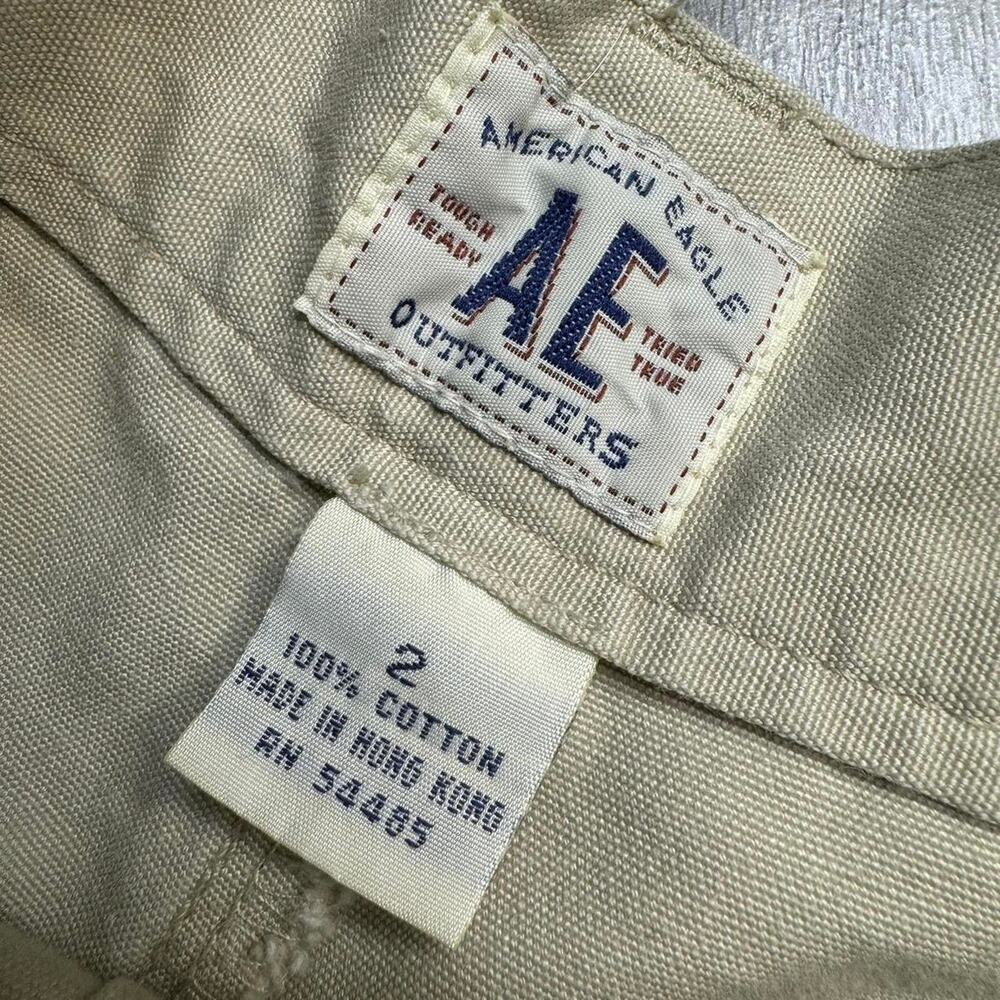 Vintage American Eagle Khaki Tan High Waisted Shorts Cuffed 24" Waist - Picture 4 of 7